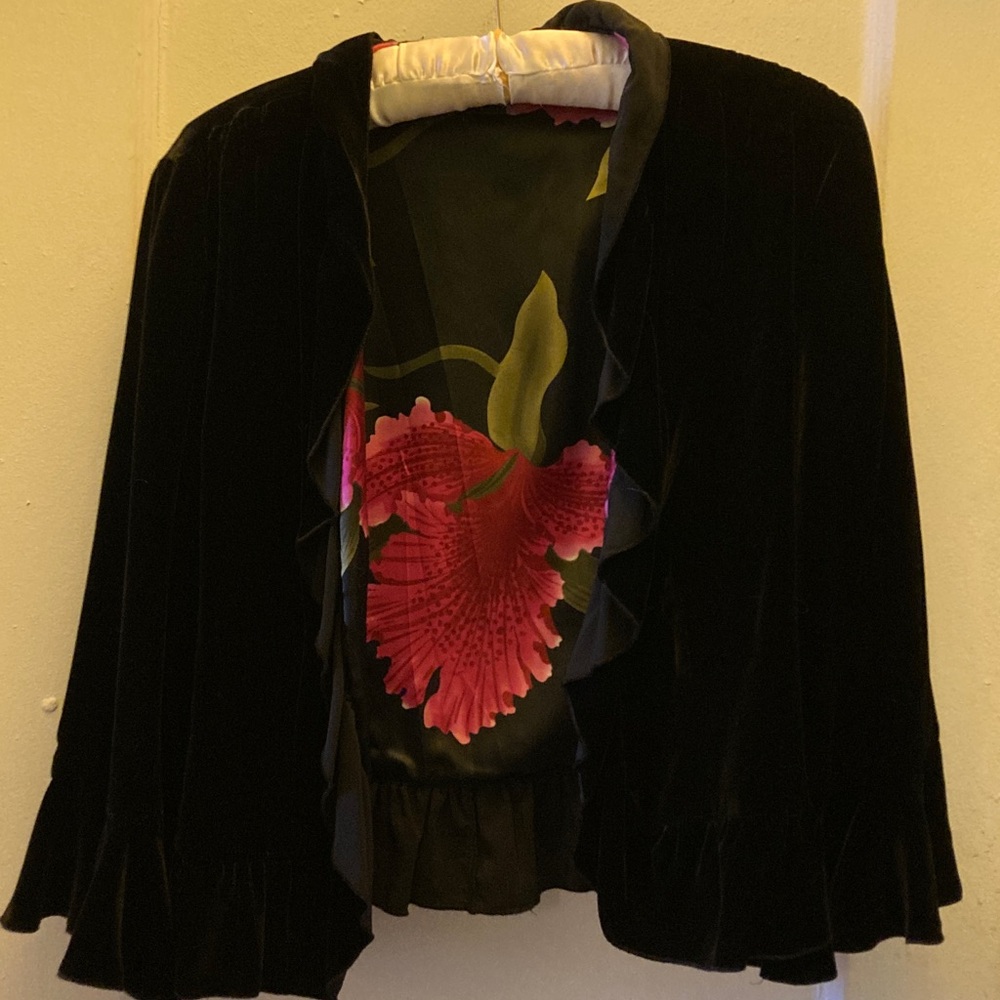 Black WDNY Velvet Jacket with Floral Lining 12